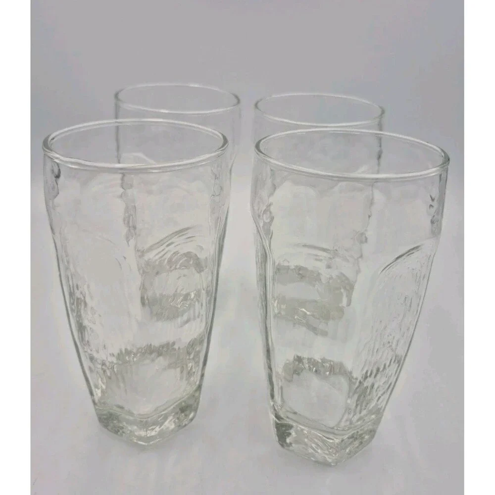 Vintage Libbey Chivalry Clear Textured 16 Oz  Glasses Tumblers Highball 6.125